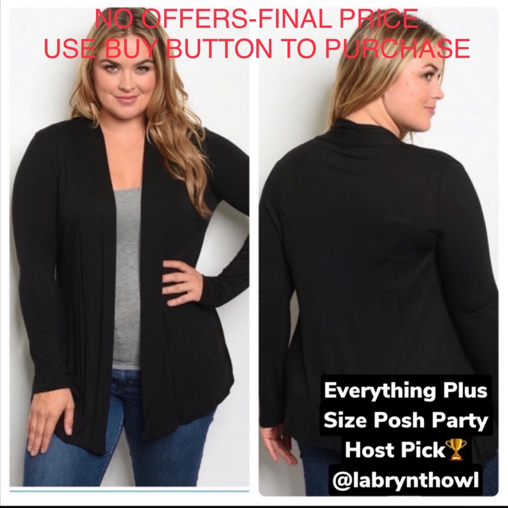 Cardigan Casual Black - Plus Size